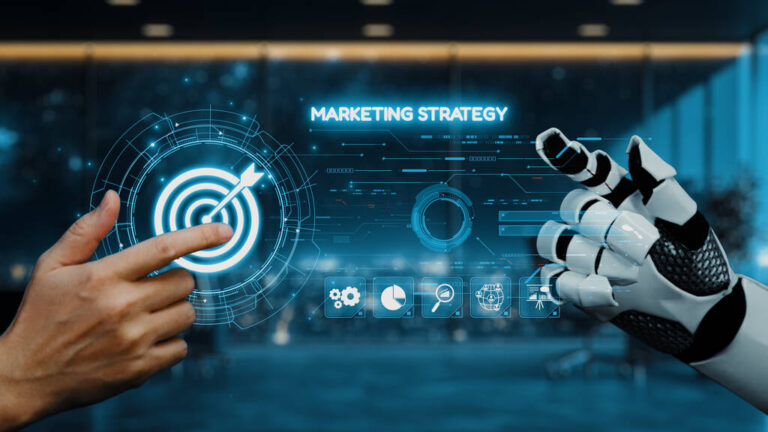 Blog 3 stock photo human hand robot hand interact digital marketing strategy display symbolizing